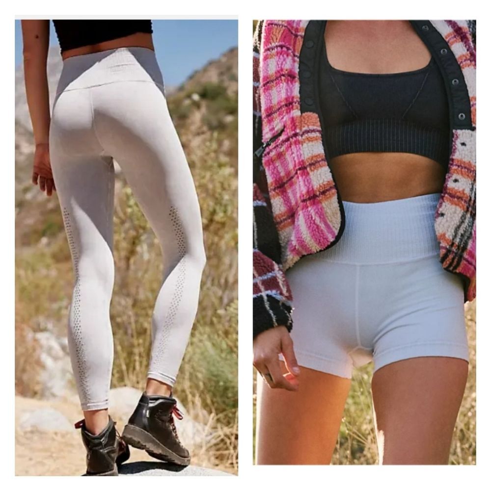 Free People Good Karma High-Rise Leggings & Shorts Workout Yoga Running Set M/L